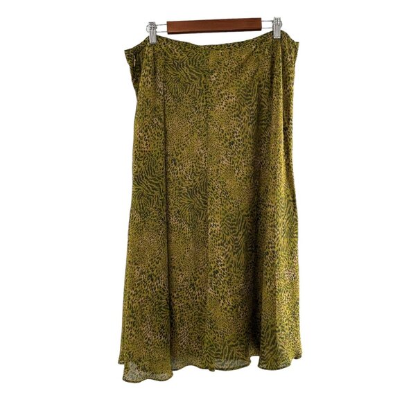 Norton Mcnaughton Woman 18W Leopard Print Midi Skirt Polyester Green & Yellow - Picture 1 of 9